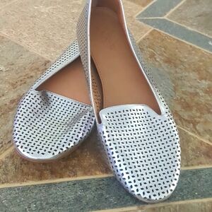 J.CREW FLAT LOAFER METALLIC CANVAS SHOES SZ 9.5